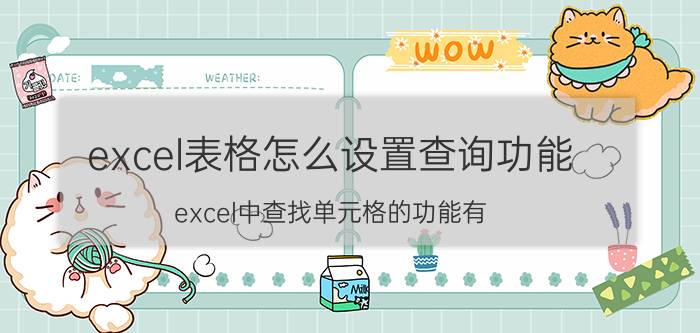 excel表格怎么设置查询功能 excel中查找单元格的功能有？